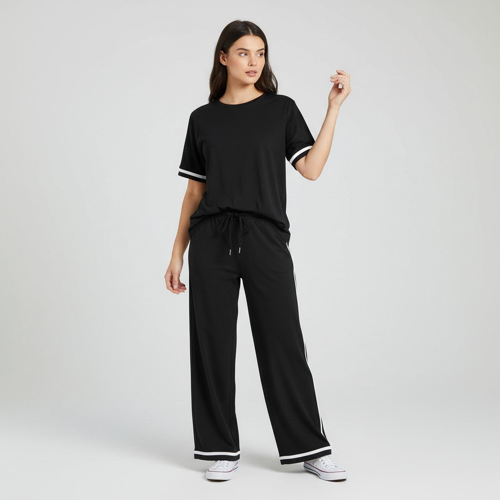 Casual Pants and Short-Sleeve Top Two-Piece Set for Women-Bon Voyage Vintage