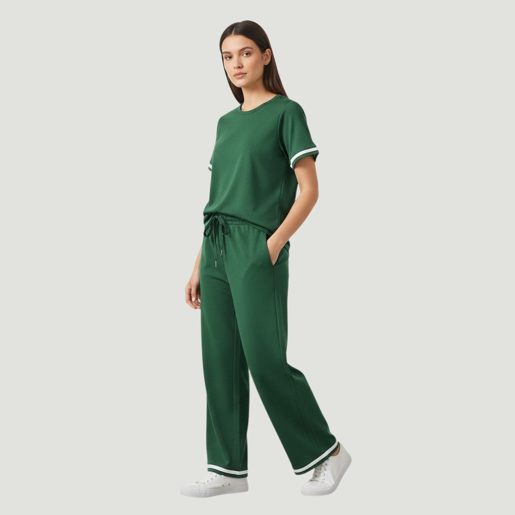 Casual Pants and Short-Sleeve Top Two-Piece Set for Women-Bon Voyage Vintage