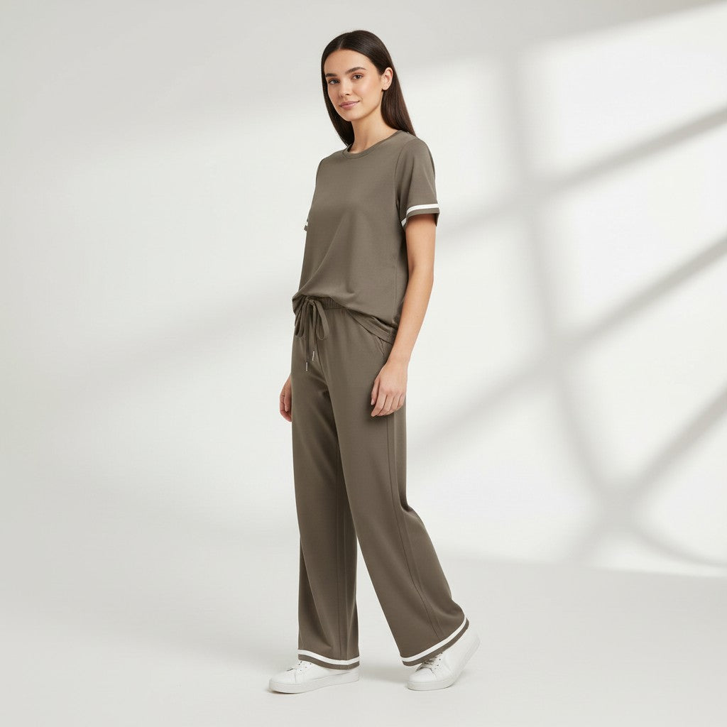 Casual Pants and Short-Sleeve Top Two-Piece Set for Women-Bon Voyage Vintage