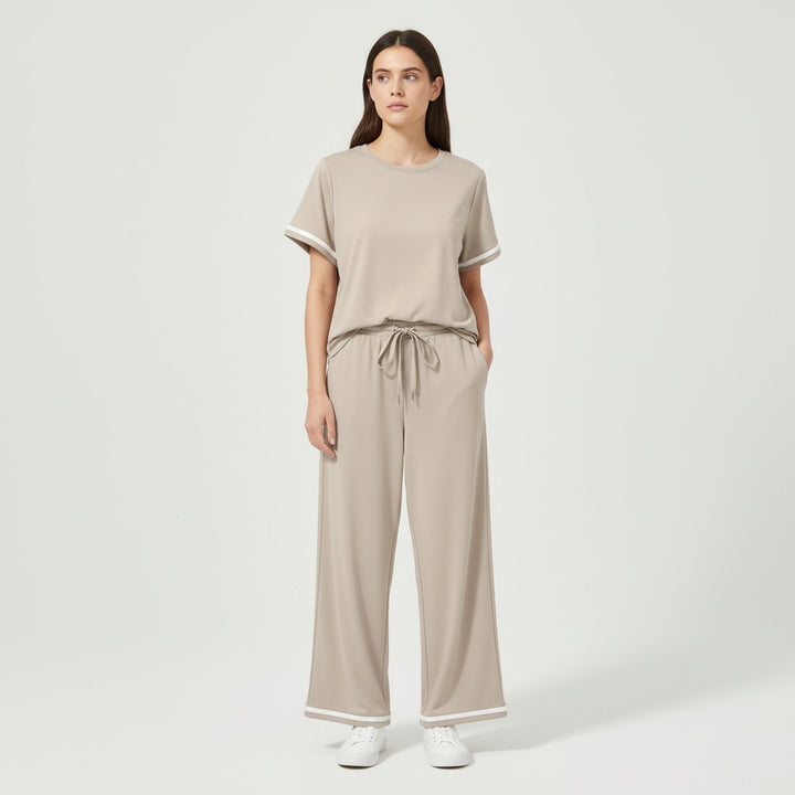 Casual Pants and Short-Sleeve Top Two-Piece Set for Women-Bon Voyage Vintage
