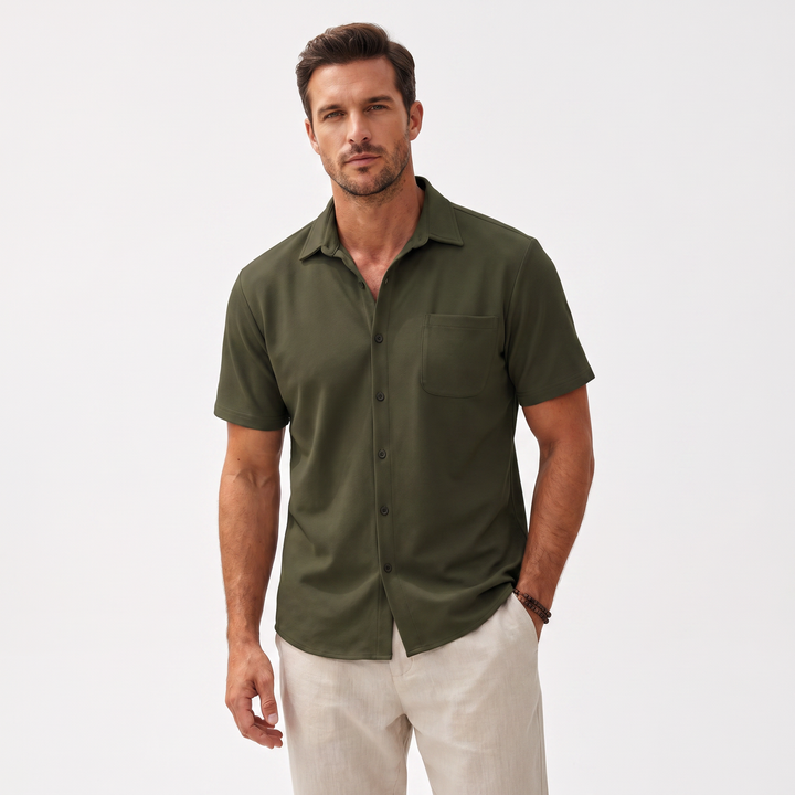 Casual Short Sleeve Button-Up Shirt For Men-Bon Voyage Vintage