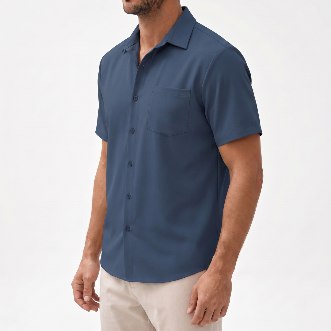 Casual Short Sleeve Button-Up Shirt For Men-Bon Voyage Vintage