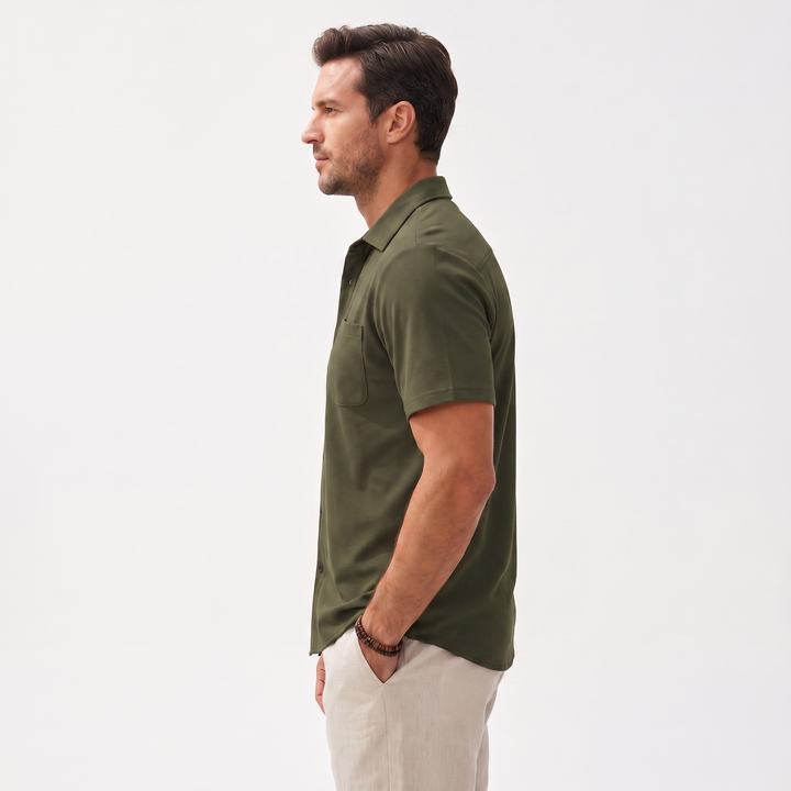 Casual Short Sleeve Button-Up Shirt For Men-Bon Voyage Vintage