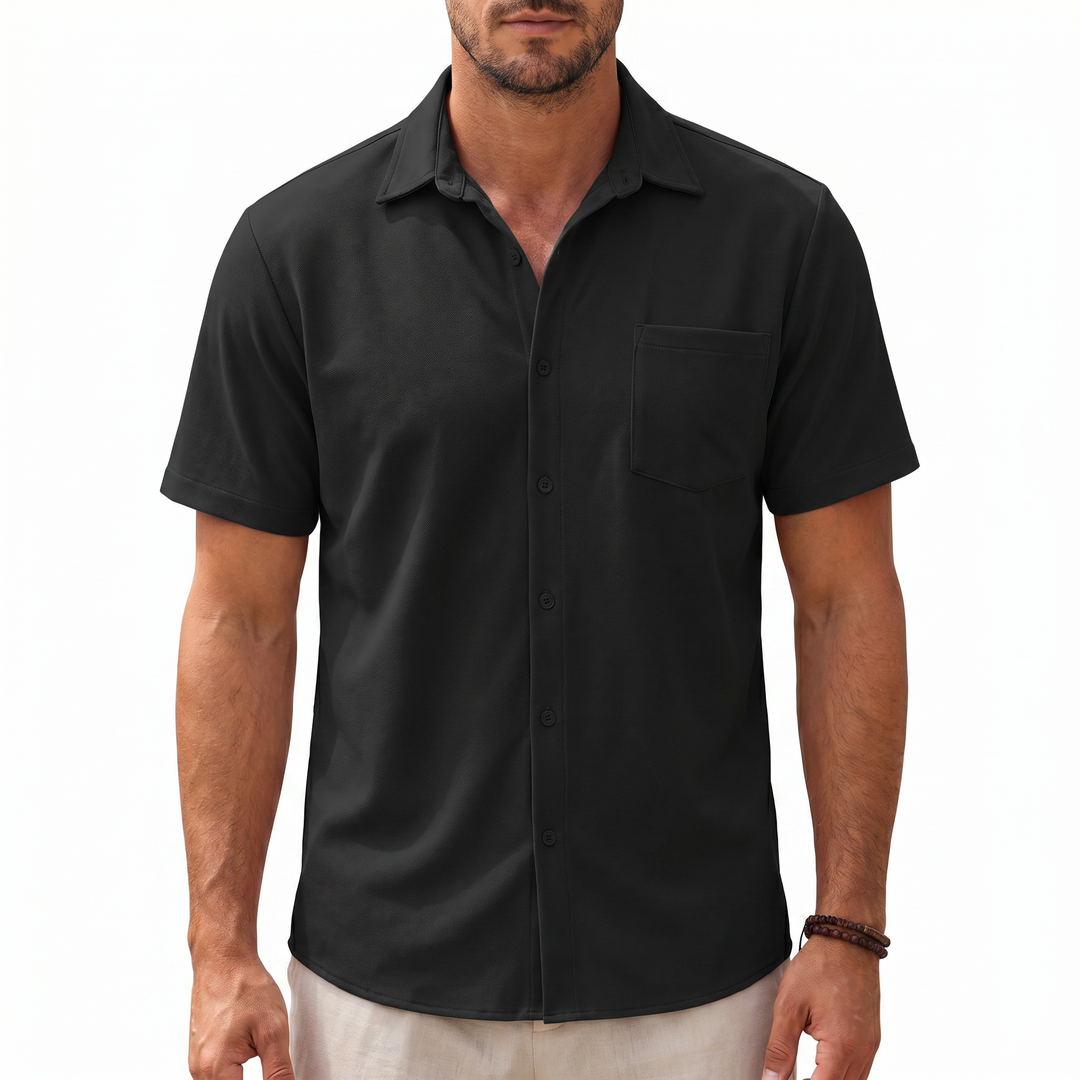 Casual Short Sleeve Button-Up Shirt For Men-Bon Voyage Vintage