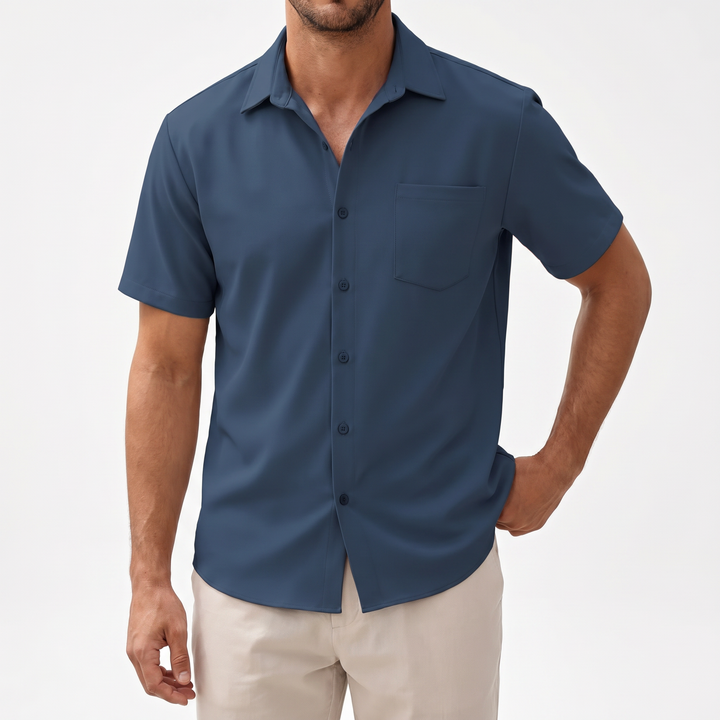 Casual Short Sleeve Button-Up Shirt For Men-Bon Voyage Vintage