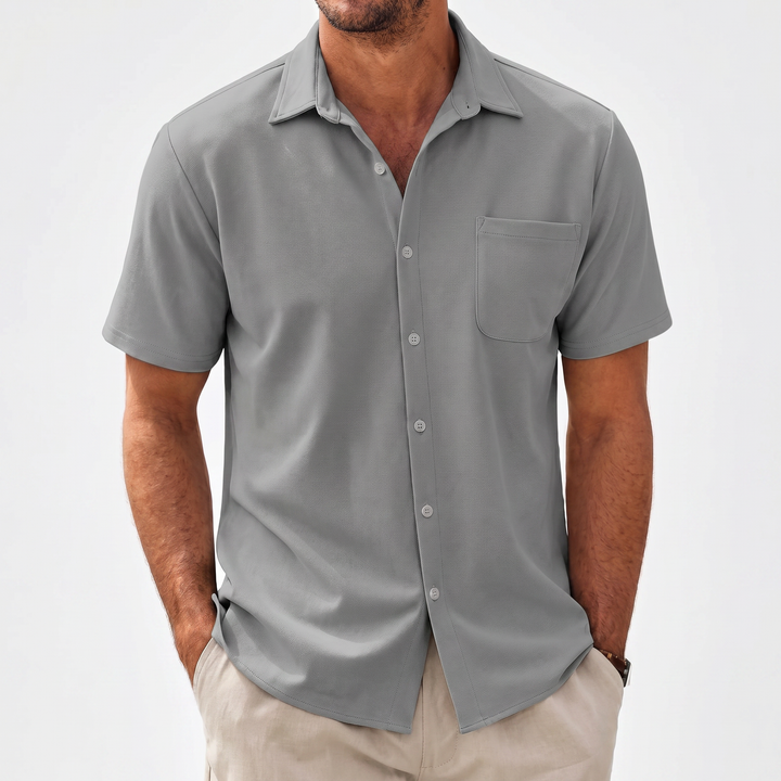 Casual Short Sleeve Button-Up Shirt For Men-Bon Voyage Vintage
