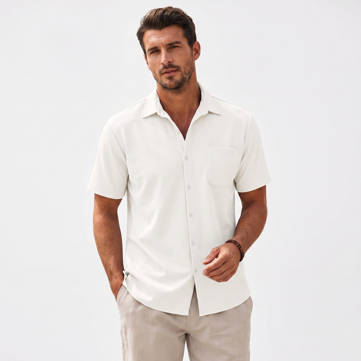 Casual Short Sleeve Button-Up Shirt For Men-Bon Voyage Vintage