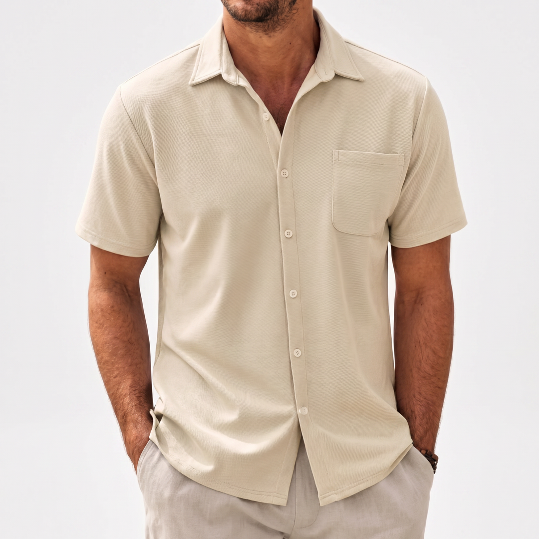 Casual Short Sleeve Button-Up Shirt For Men-Bon Voyage Vintage
