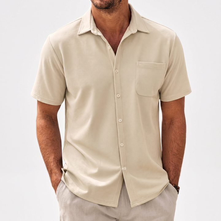 Casual Short Sleeve Button-Up Shirt For Men-Bon Voyage Vintage
