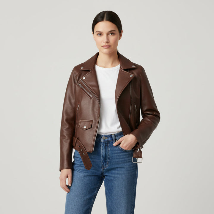 Classic Zip-Up Faux Leather Jacket-Bon Voyage Vintage