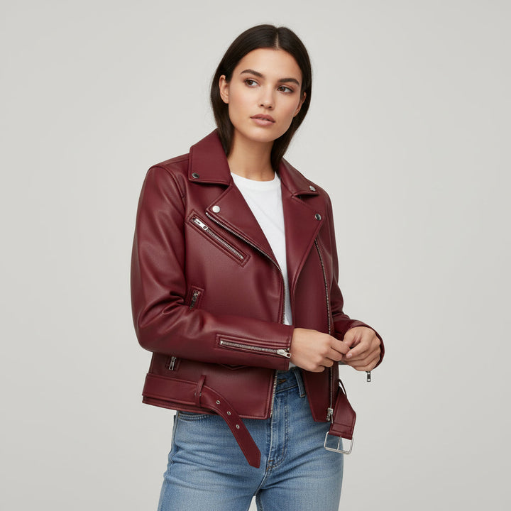 Classic Zip-Up Faux Leather Jacket-Bon Voyage Vintage