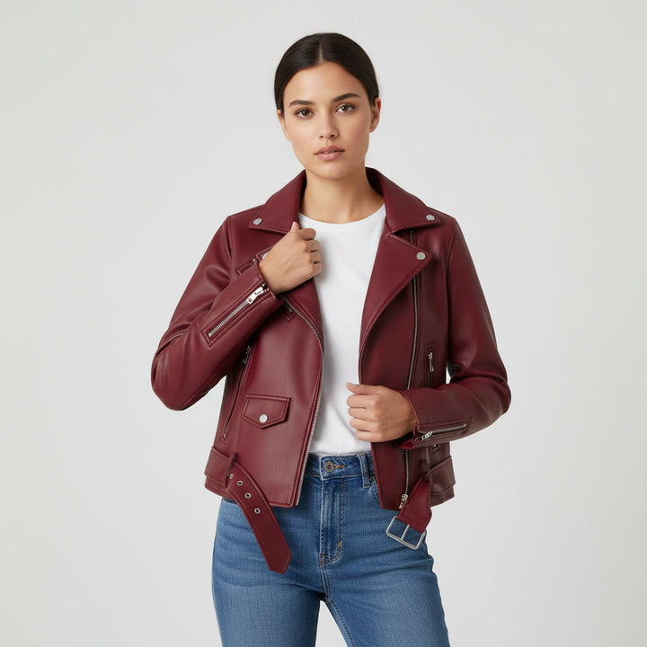 Classic Zip-Up Faux Leather Jacket-Bon Voyage Vintage