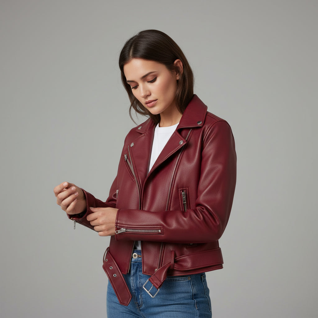 Classic Zip-Up Faux Leather Jacket-Bon Voyage Vintage