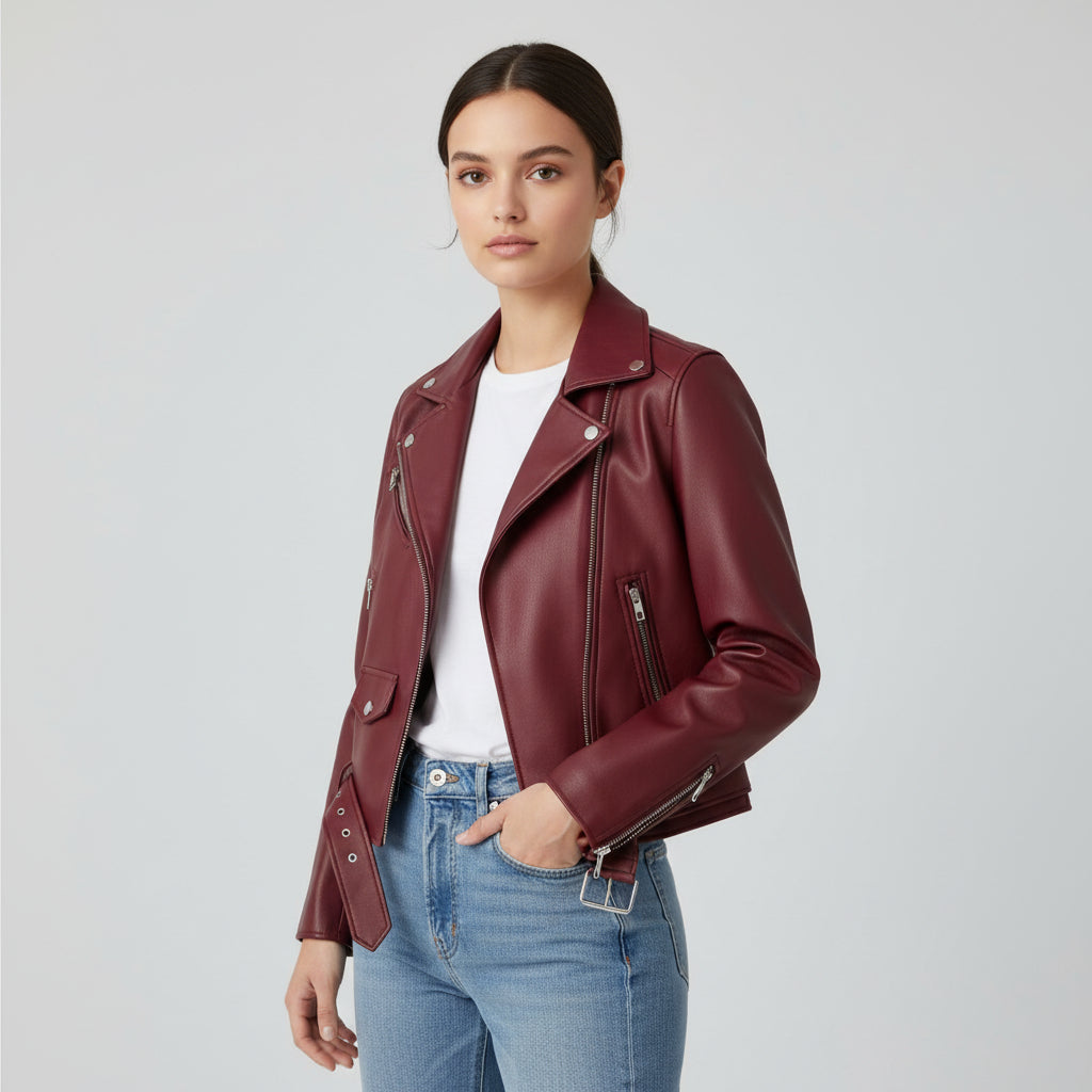 Classic Zip-Up Faux Leather Jacket-Bon Voyage Vintage
