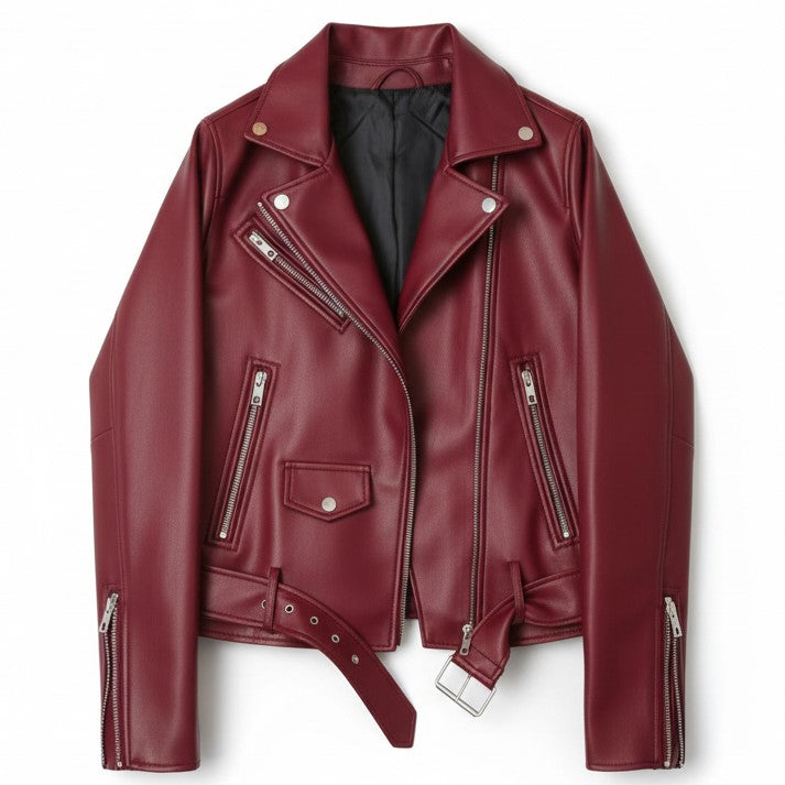 Classic Zip-Up Faux Leather Jacket-Bon Voyage Vintage