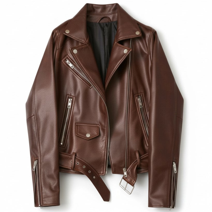 Classic Zip-Up Faux Leather Jacket-Bon Voyage Vintage