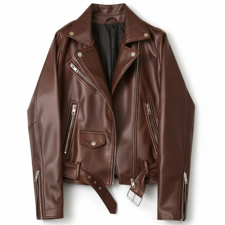 Classic Zip-Up Faux Leather Jacket-Bon Voyage Vintage