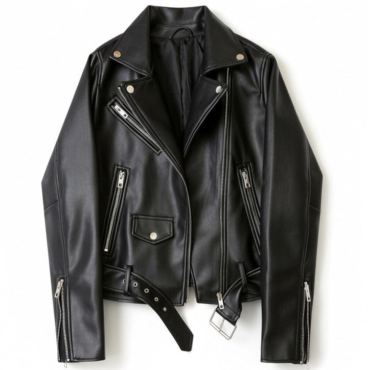 Classic Zip-Up Faux Leather Jacket-Bon Voyage Vintage
