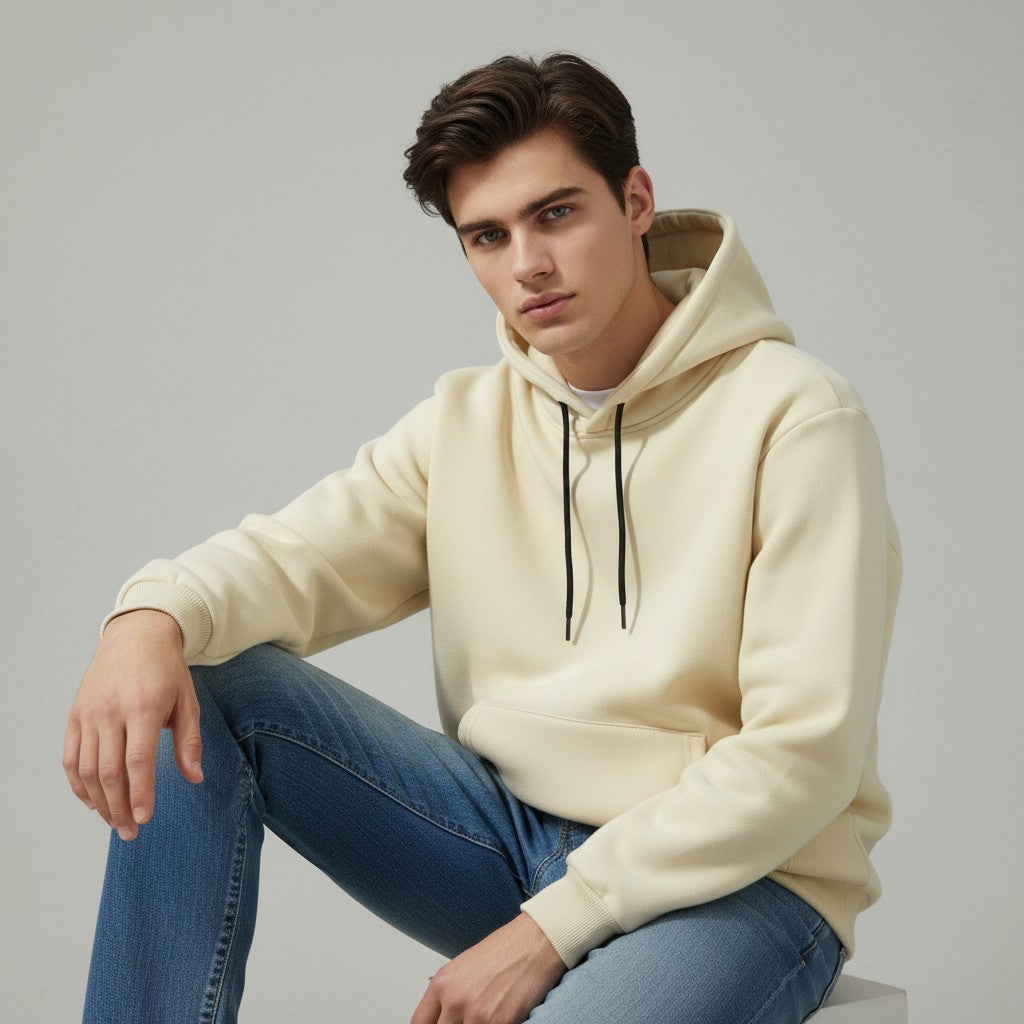 Cotton Blend Casual Hooded Sweatshirt For Men-Bon Voyage Vintage