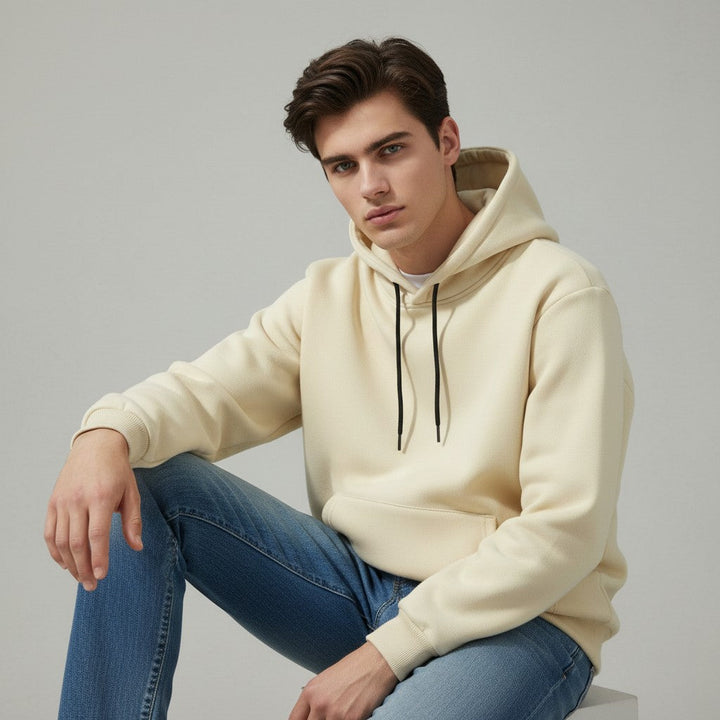 Cotton Blend Casual Hooded Sweatshirt For Men-Bon Voyage Vintage