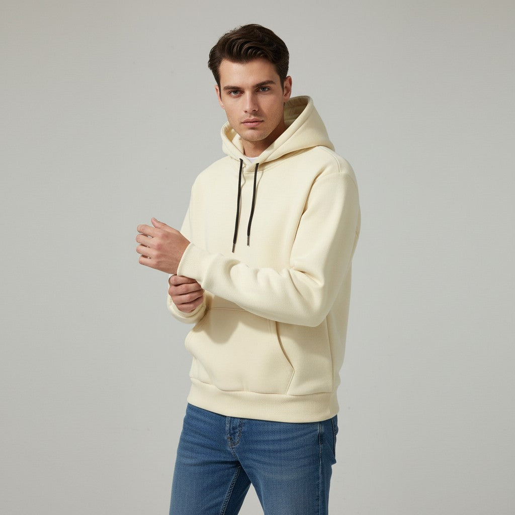 Cotton Blend Casual Hooded Sweatshirt For Men-Bon Voyage Vintage