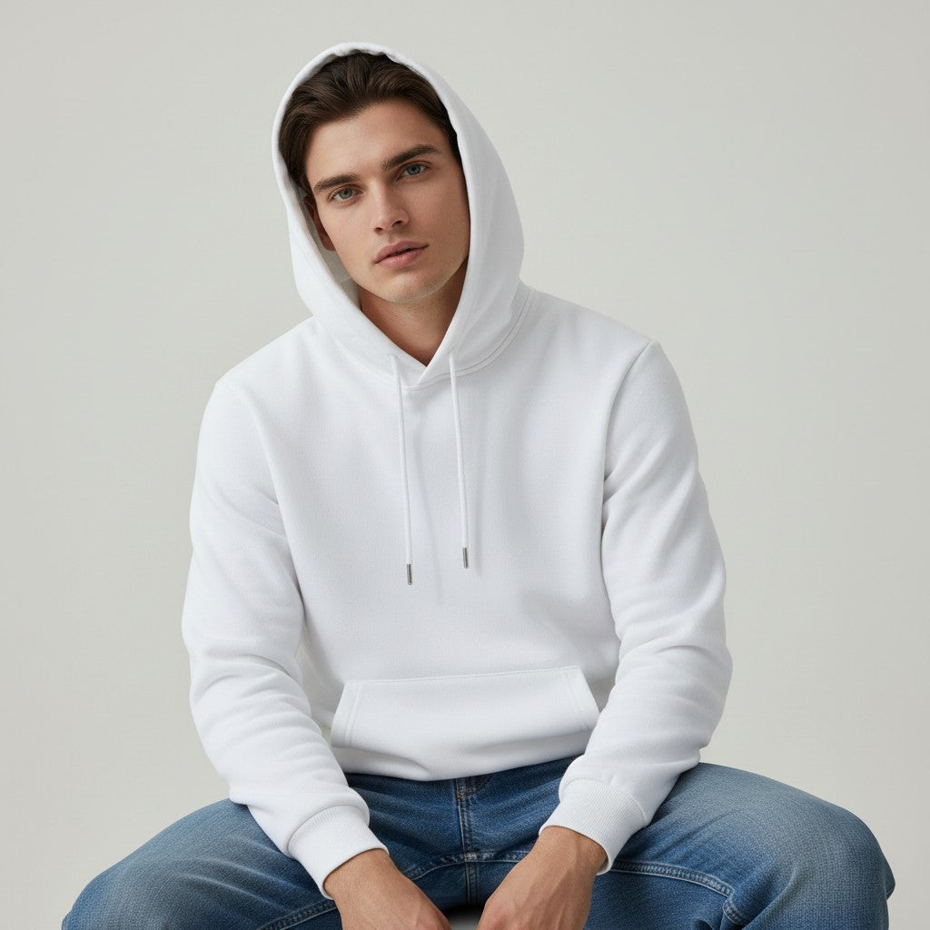 Cotton Blend Casual Hooded Sweatshirt For Men-Bon Voyage Vintage