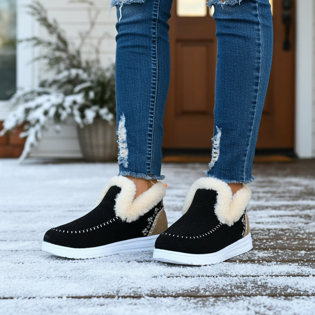 Cozy Women’s Winter Slip-On Ankle Boots-Bon Voyage Vintage