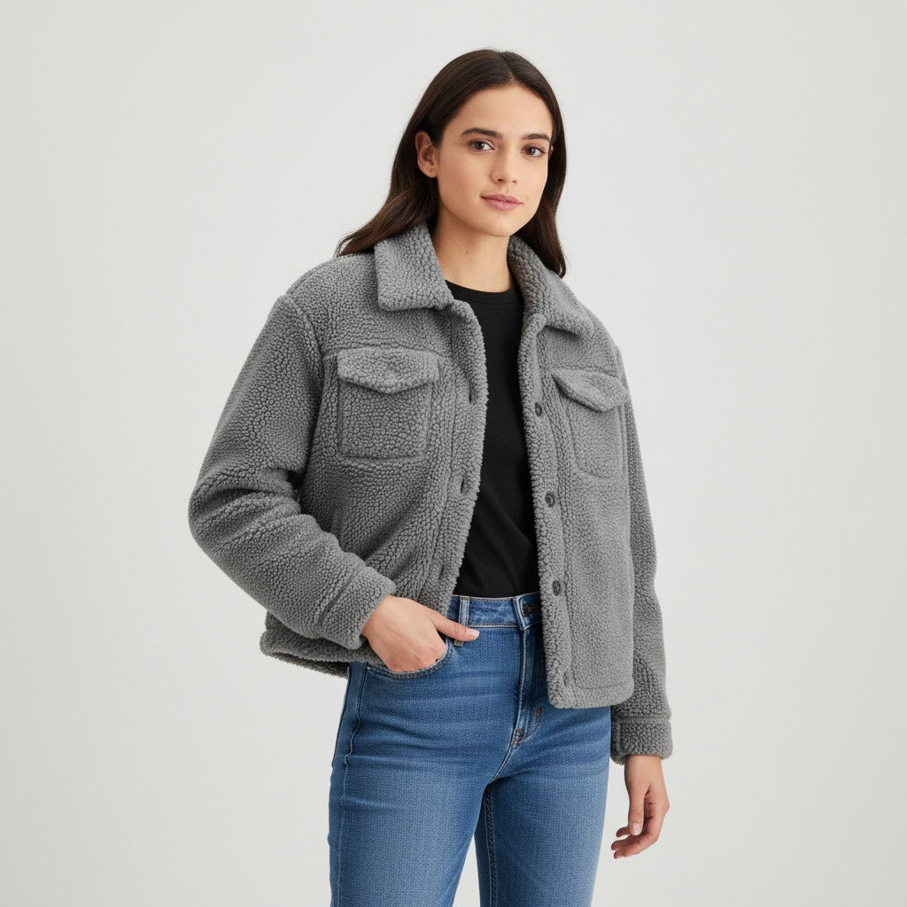 Elegant Lapel Fleece Jacket-Bon Voyage Vintage