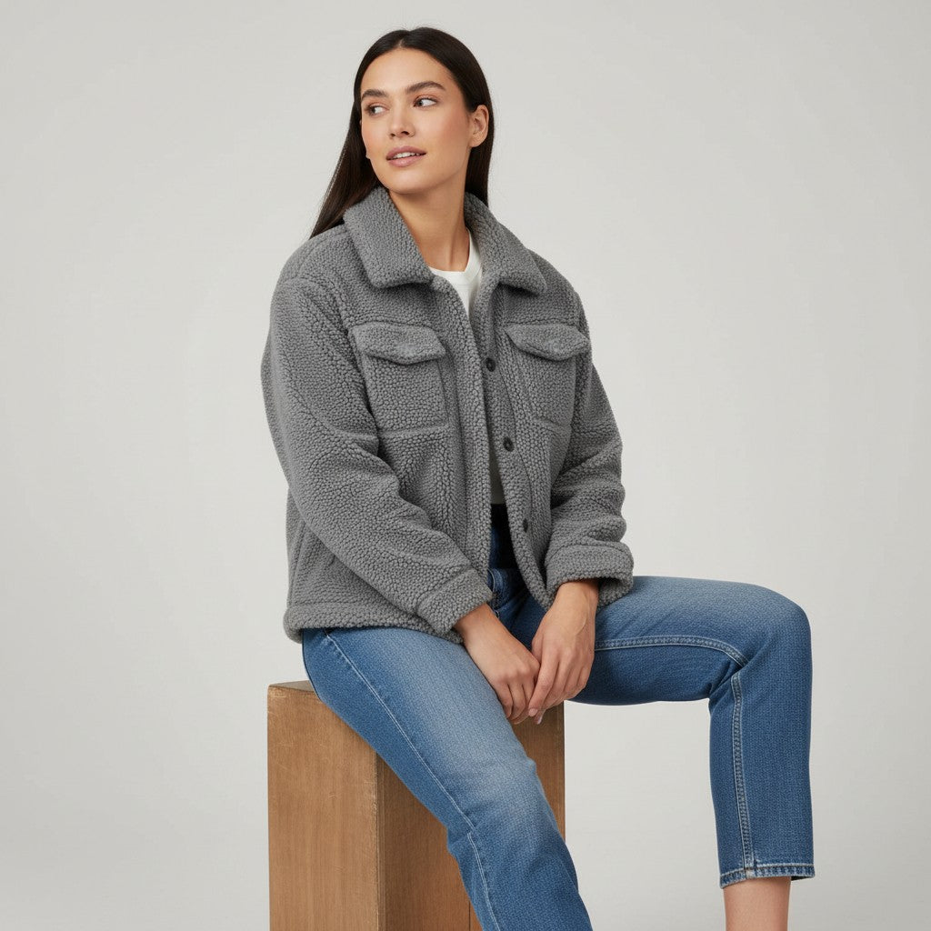 Elegant Lapel Fleece Jacket-Bon Voyage Vintage