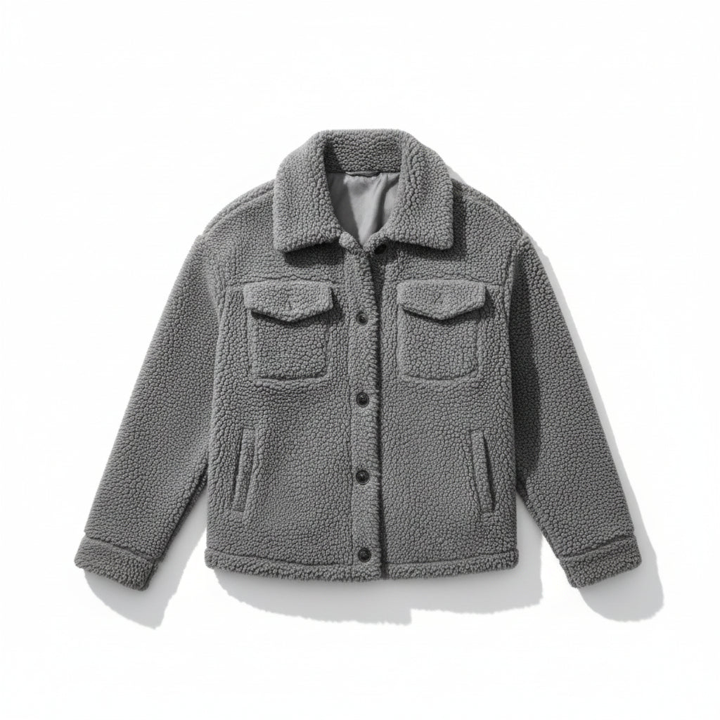 Elegant Lapel Fleece Jacket-Bon Voyage Vintage