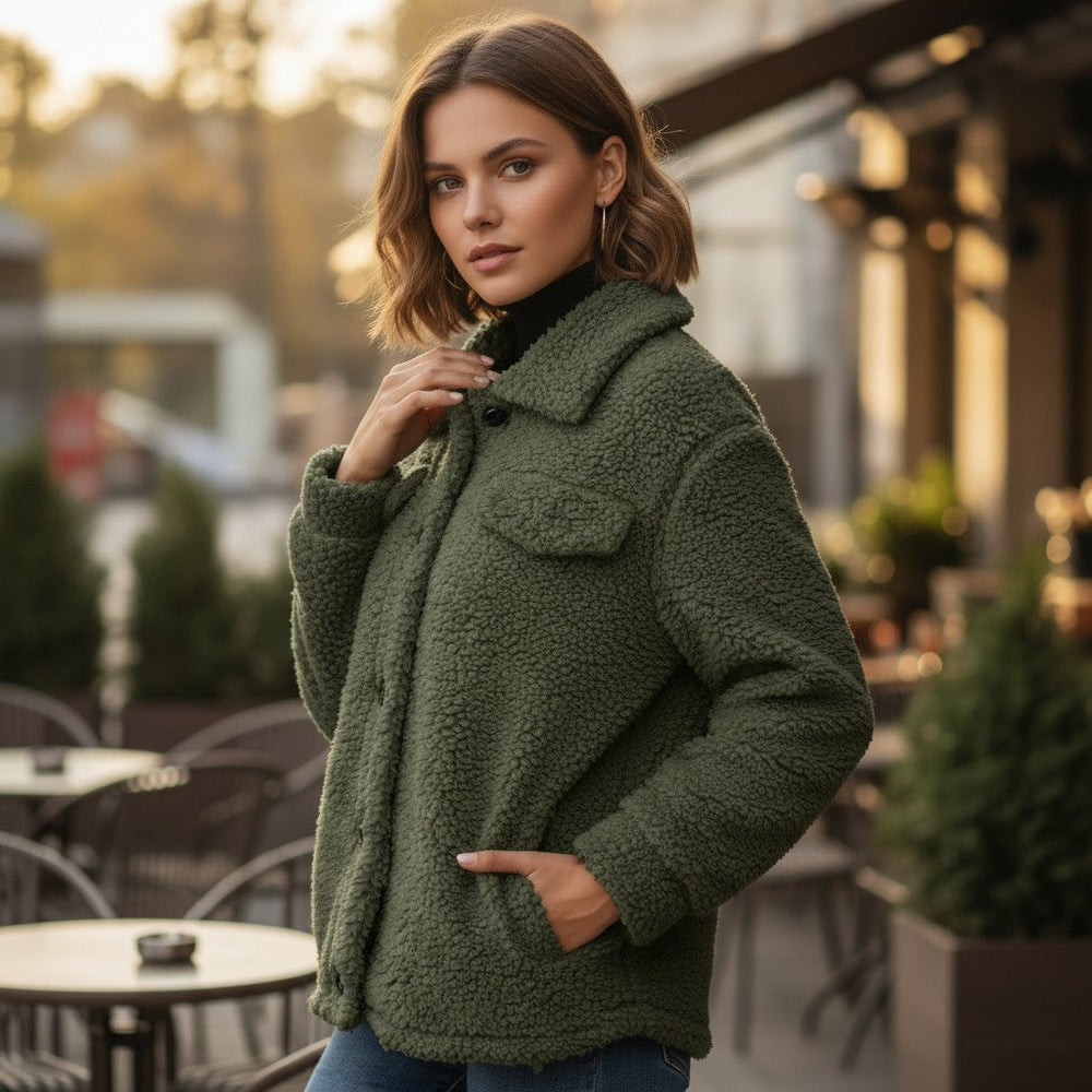 Elegant Lapel Fleece Jacket-Bon Voyage Vintage