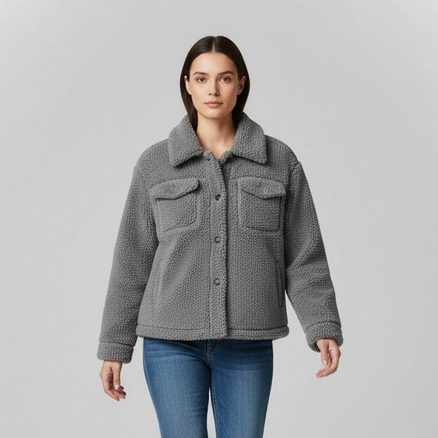 Elegant Lapel Fleece Jacket-Bon Voyage Vintage