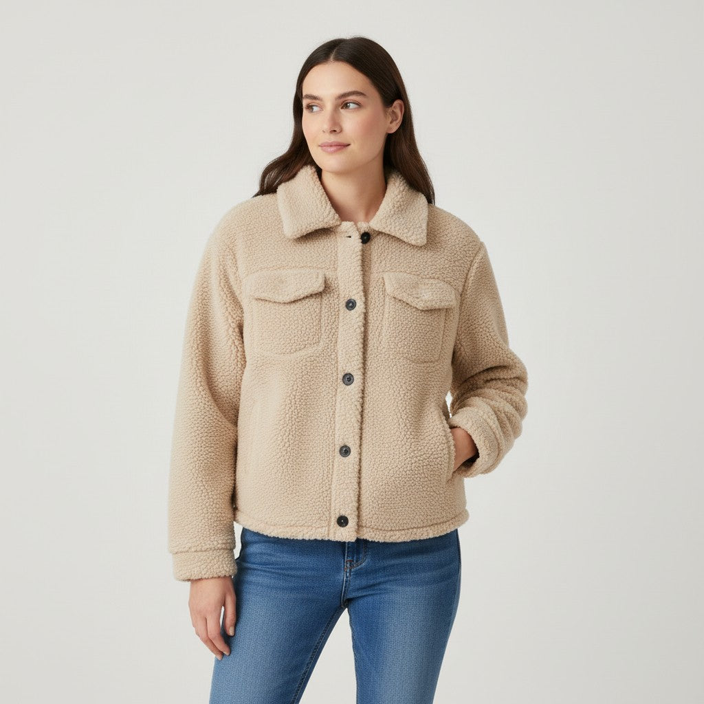 Elegant Lapel Fleece Jacket-Bon Voyage Vintage