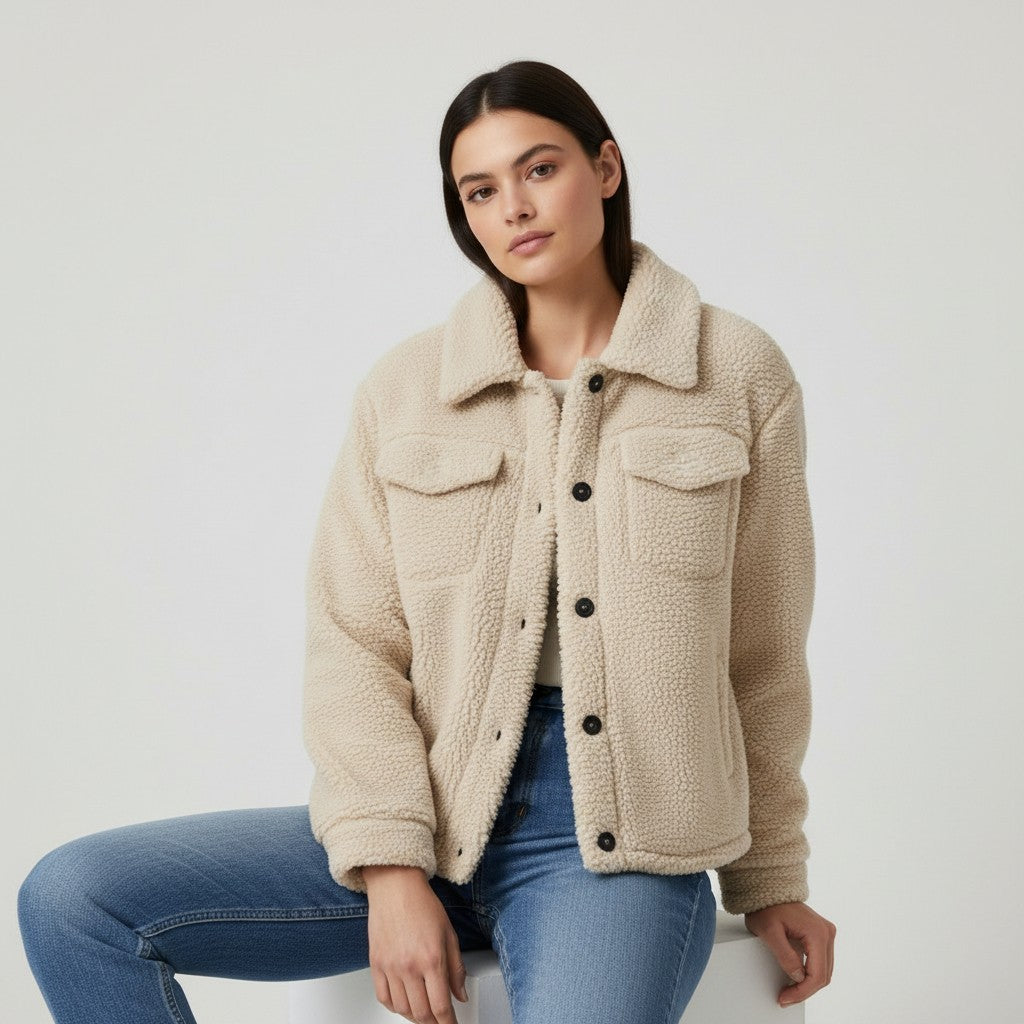 Elegant Lapel Fleece Jacket-Bon Voyage Vintage