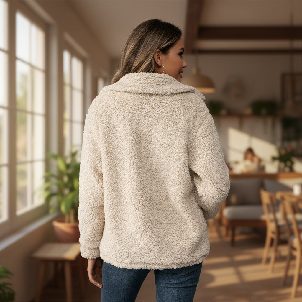 Elegant Lapel Fleece Jacket-Bon Voyage Vintage