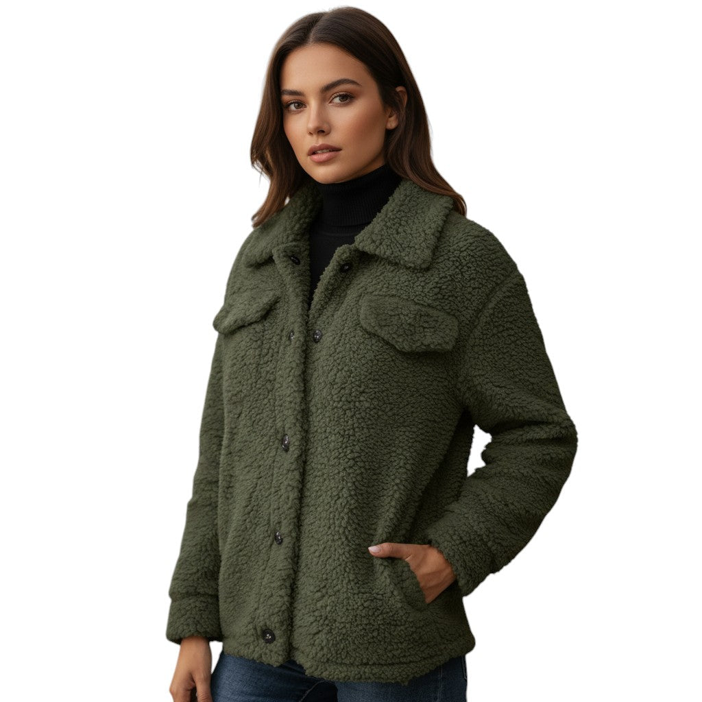 Elegant Lapel Fleece Jacket-Bon Voyage Vintage