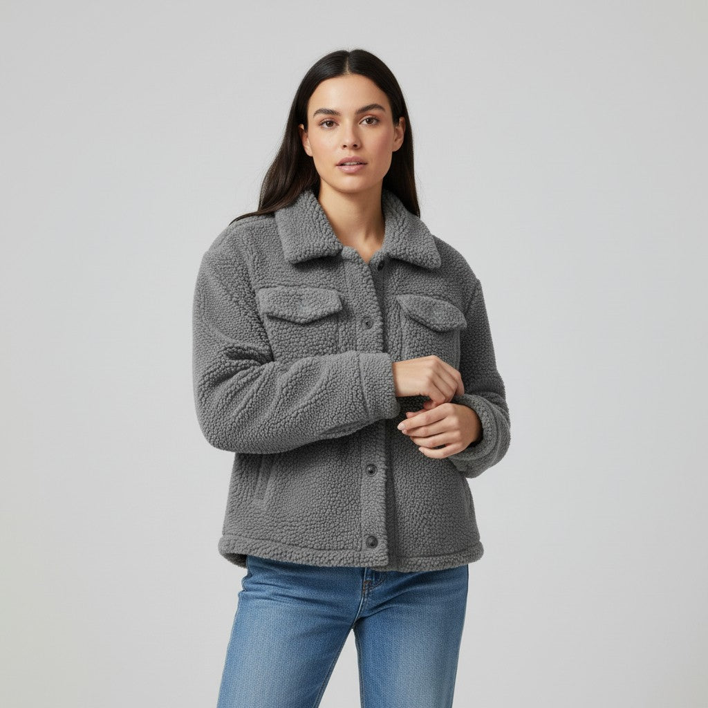 Elegant Lapel Fleece Jacket-Bon Voyage Vintage