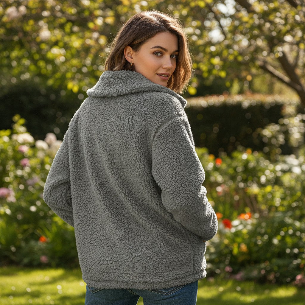 Elegant Lapel Fleece Jacket-Bon Voyage Vintage