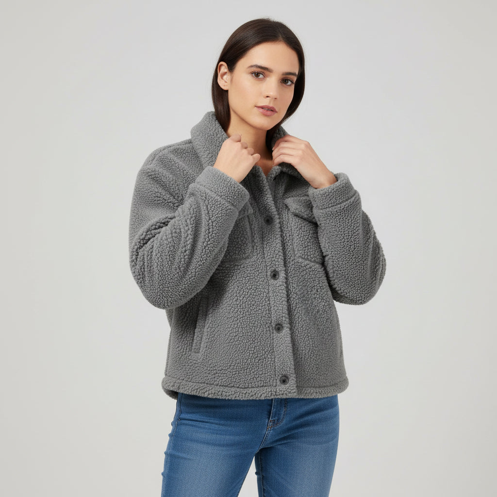 Elegant Lapel Fleece Jacket-Bon Voyage Vintage