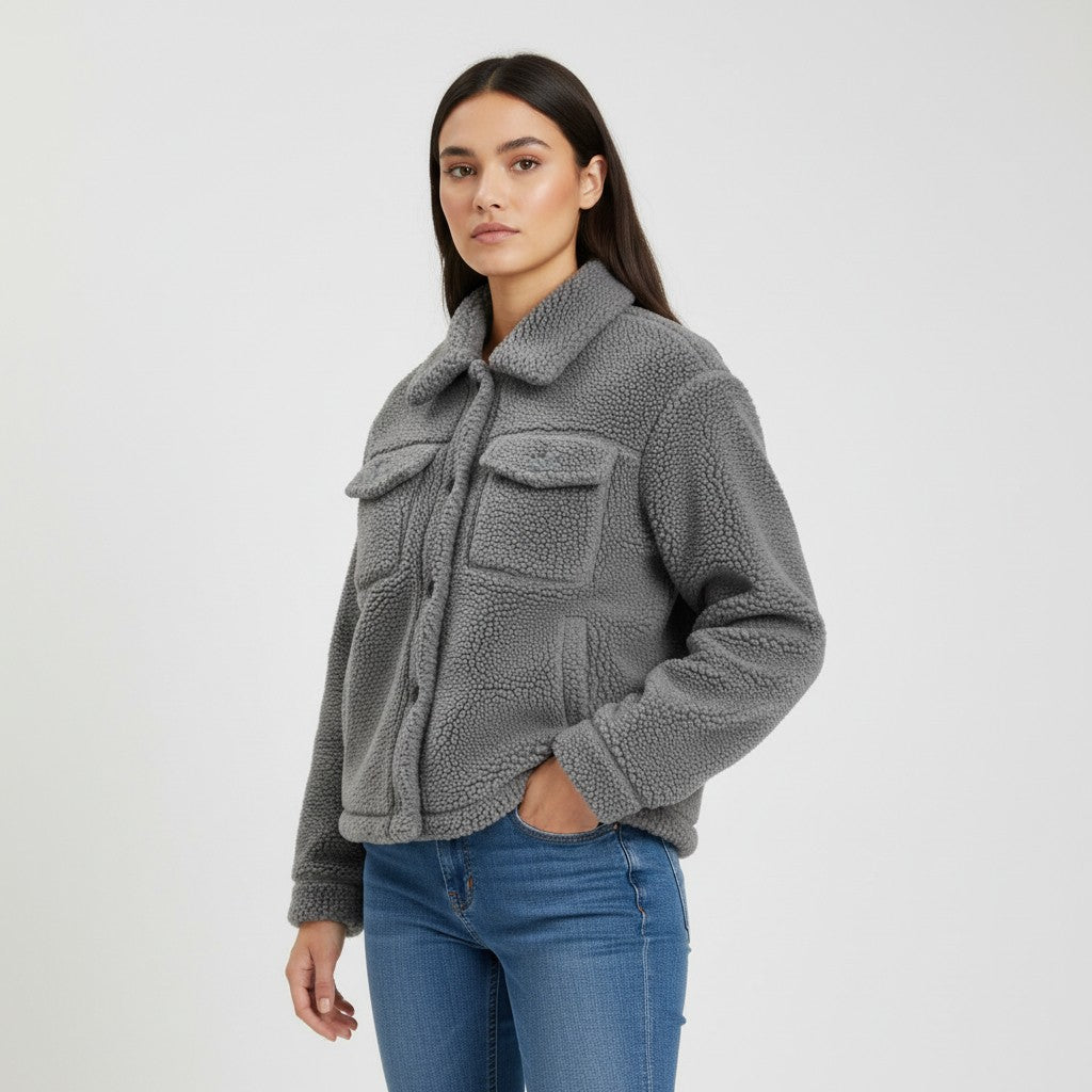 Elegant Lapel Fleece Jacket-Bon Voyage Vintage