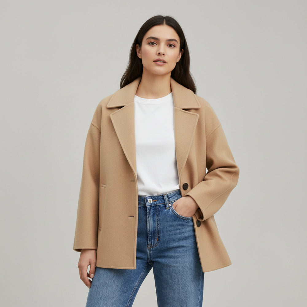 Fall Winter Lapel Woolen Office Coat-Bon Voyage Vintage