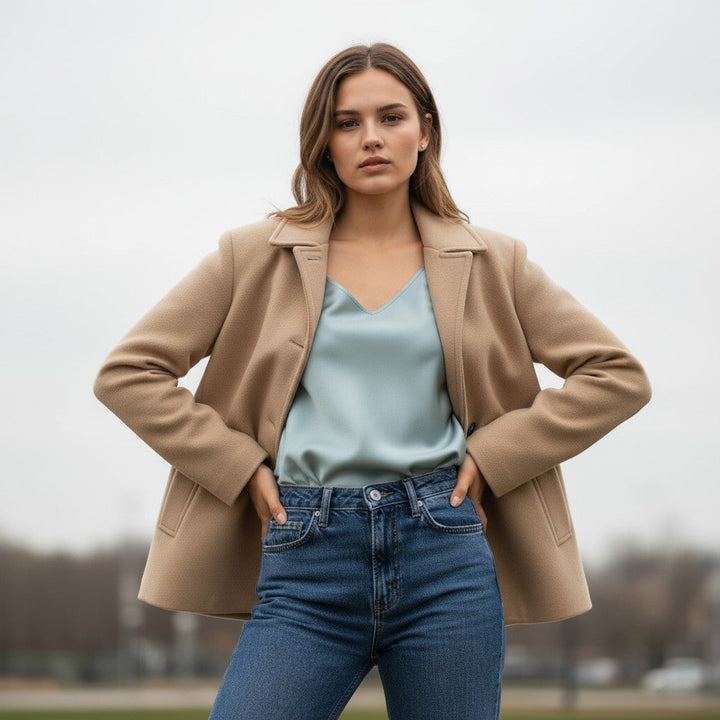 Fall Winter Lapel Woolen Office Coat-Bon Voyage Vintage