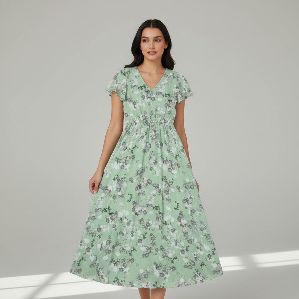 Floral Autumn Dress For Women-Bon Voyage Vintage