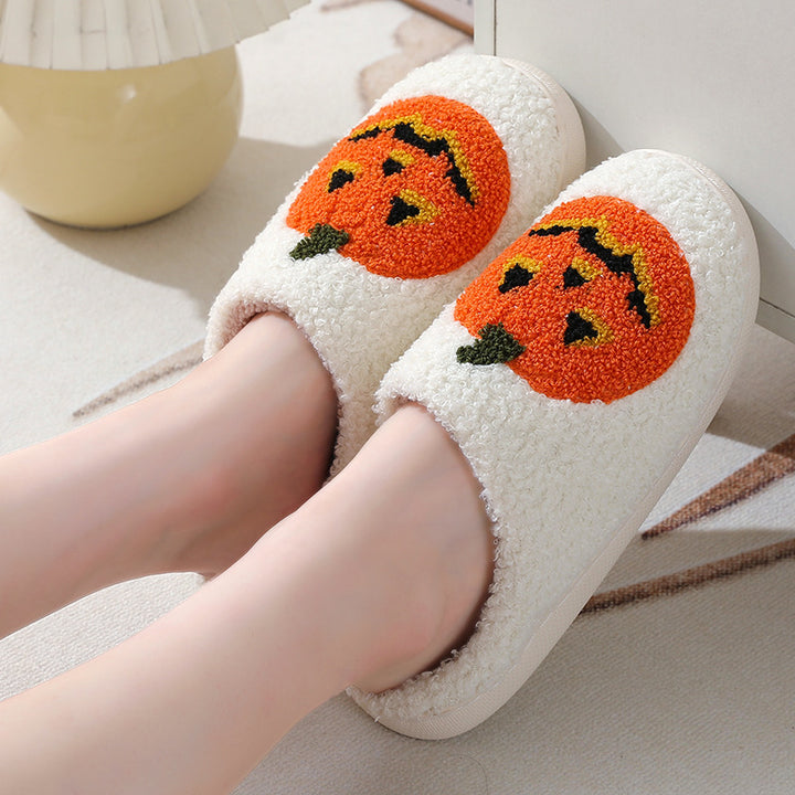 Halloween Pumpkin Cartoon Slippers Non-Slip Indoor House Shoes-Bon Voyage Vintage