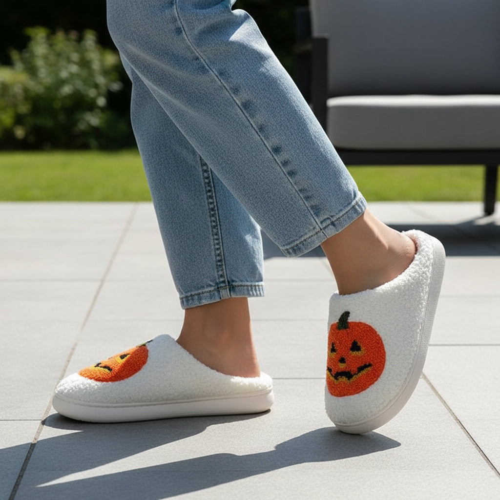 Halloween Pumpkin Cartoon Slippers Non-Slip Indoor House Shoes-Bon Voyage Vintage