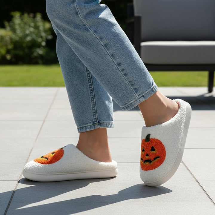 Halloween Pumpkin Cartoon Slippers Non-Slip Indoor House Shoes-Bon Voyage Vintage