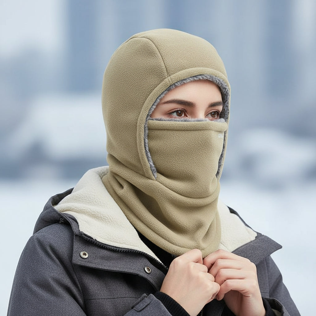 Hooded Fleece Scarf Face Mask Windproof Thermal Winter Head Cover-Bon Voyage Vintage