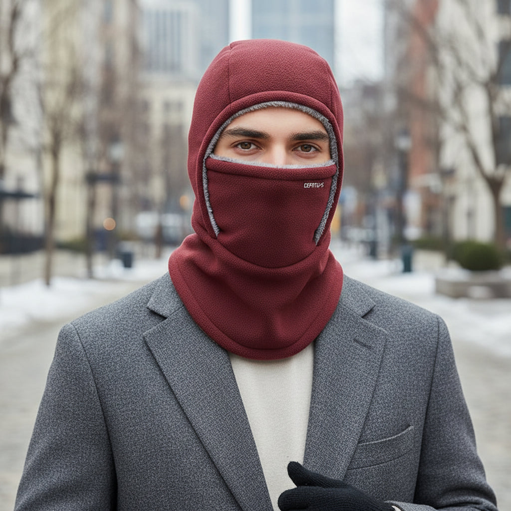 Hooded Fleece Scarf Face Mask Windproof Thermal Winter Head Cover-Bon Voyage Vintage