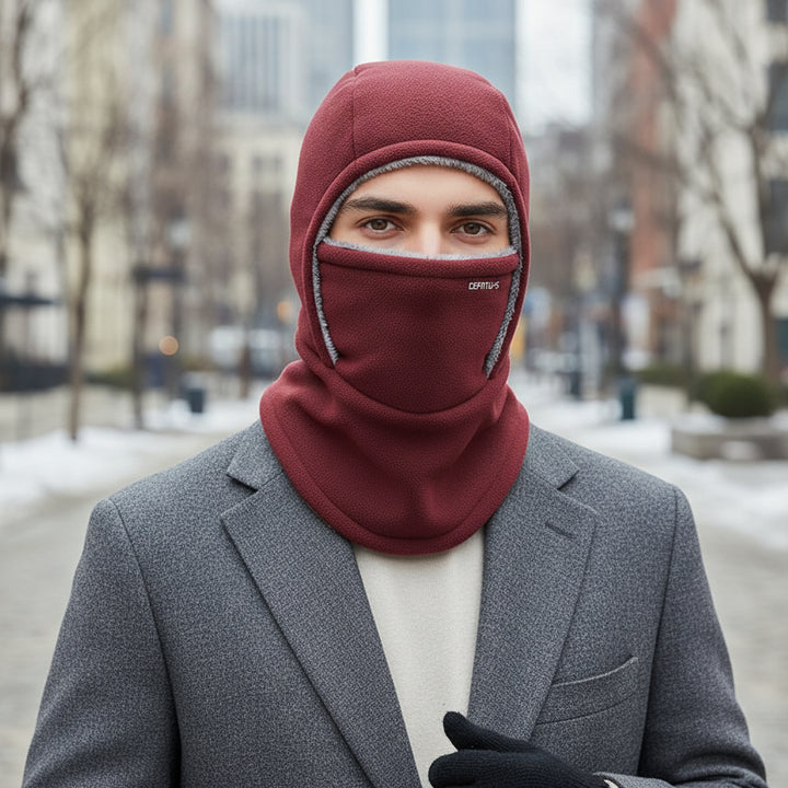 Hooded Fleece Scarf Face Mask Windproof Thermal Winter Head Cover-Bon Voyage Vintage