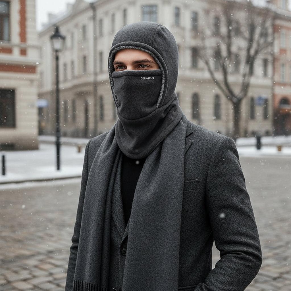 Hooded Fleece Scarf Face Mask Windproof Thermal Winter Head Cover-Bon Voyage Vintage